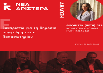 Η Πέτη Πέρκα για την απάντηση του Σ. Παπασωτηρίου: «Ευχαριστώ για τη δημόσια συγγνώμη τον κ. Παπασωτηρίου»