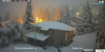 Live εικόνα από χιονισμένα τοπία στη Δ. Μακεδονία
