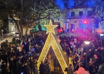Πλήθος κόσμου στη φωταγώγηση του Χριστουγεννιάτικου δέντρου στα Σέρβια (video)