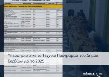 Στα 16,5εκ. ευρώ το Τεχνικό Πρόγραμμα του Δήμου Σερβίων