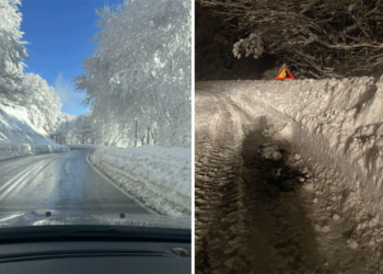 “Κατάλευκη” η Εθνική Οδός Φλώρινας – Καστοριάς – Δείτε φωτογραφίες από τον αποχιονισμό