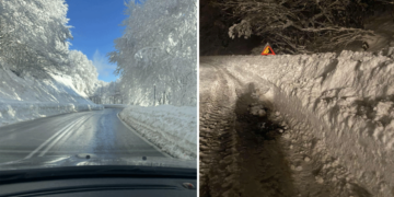 “Κατάλευκη” η Εθνική Οδός Φλώρινας – Καστοριάς – Δείτε φωτογραφίες από τον αποχιονισμό