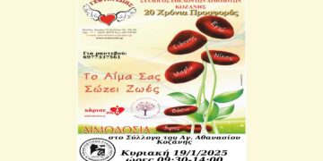 Εθελοντική αιμοδοσία στον Πολιτιστικό Σύλλογο Αγίου Αθανασίου την Κυριακή 19/1 – Μειωμένα αποθέματα αίματος