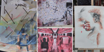 Πτολεμαΐδα: Εικαστική παρέμβαση στην πλατεία, στη μνήμη των θυμάτων των Τεμπών (Φωτογραφίες με τα έργα)