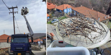 Τοποθετήθηκε πελαργοφωλιά στο Λέχοβο ενόψει της άφιξης των πτηνών