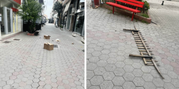 Πτολεμαΐδα: Ζημιές και σκουπίδια αντίκρισαν οι επιχειρηματίες στην οδό Περδίκκα σήμερα το πρωί