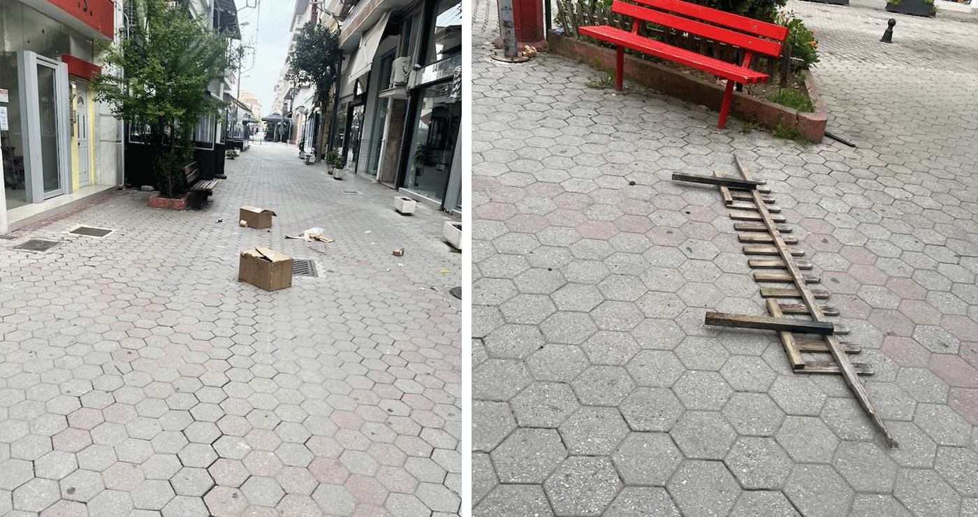 Πτολεμαΐδα: Ζημιές και σκουπίδια αντίκρισαν οι επιχειρηματίες στην οδό Περδίκκα σήμερα το πρωί