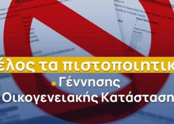 Καταργούνται ως δικαιολογητικά στο Δημόσιο τα πιστοποιητικά Γέννησης και Οικογενειακής κατάστασης