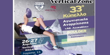 33ο Κύπελλο «Αθ. Λευκαδίτη» Αγωνιστικής Αναρρίχησης Boulder το Σαββατοκύριακο 26-27 Απριλίου στην Κοζάνη