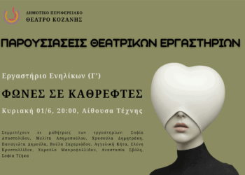 Παρουσιάσεις των Θεατρικών Εργαστηρίων του ΔΗΠΕΘΕ: «ΦΩΝΕΣ ΣΕ ΚΑΘΡΕΦΤΕΣ» την Κυριακή 1 Ιουνίου
