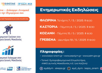 ΕΣΠΑ «Δυτική Μακεδονία» 2021-2027: Ξεκινούν οι Ενημερωτικές Εκδηλώσεις για τις Δράσεις “Επιχειρηματική Εκκίνηση” και “Επιχειρηματική Ανάκαμψη”