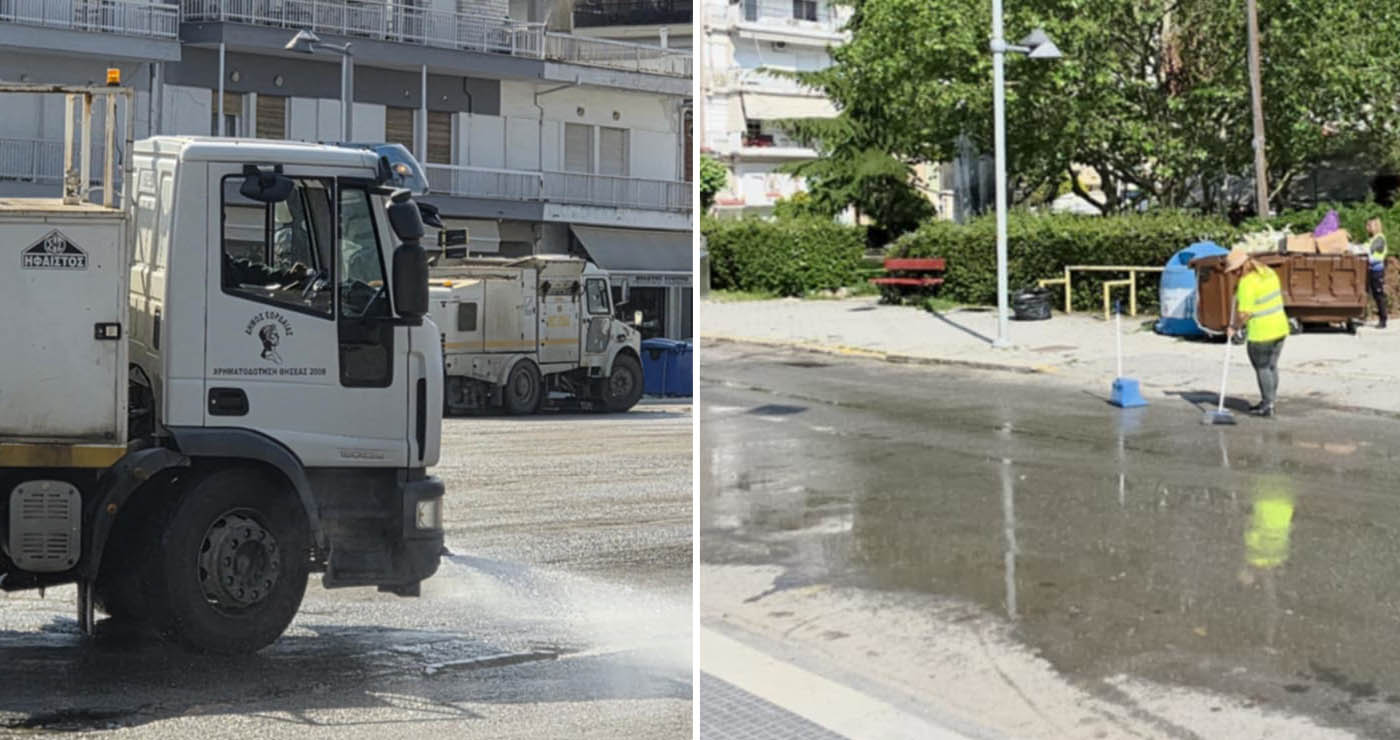 Οι ήρωες της καθαριότητας! “Λαμπίκο” ο χώρος της λαϊκής αγοράς μετά το πέρας της λειτουργίας της (ρεπορτάζ της Κούλας Πουλασιχίδου)
