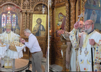 Ο Σεβασμιώτατος Αρχιεπίσκοπος Πέλλης κ.Φιλούμενος (Πατριαρχείο Ιεροσολύμων) λειτούργησε στον Ι.Ν. Αγίας Σκέπης Πτολεμαΐδας (της Κούλας Πουλασιχίδου)