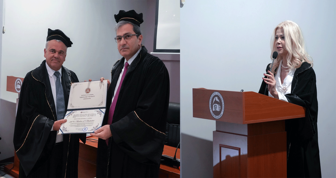 Τιμητική διάκριση για τον Πρύτανη και την Αντιπρύτανη του ΠΔΜ από το Πανεπιστήμιο “Eqrem Cabej” Αργυροκάστρου