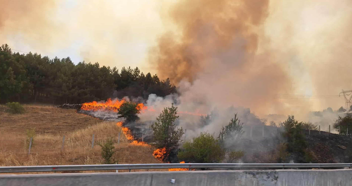 Δρόμος Πτολεμαΐδας-Κοζάνης: Δείτε φωτογραφίες από τις εστίες φωτιάς – Επιχειρεί η Πυροσβεστική