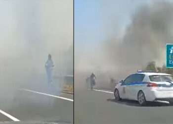 ΤΩΡΑ: Φωτιά στην Εγνατία οδό (ύψος Αλεξάνδρειας) από ξερά χόρτα – Πυκνοί καπνοί δυσκολεύουν την κυκλοφορία (video)