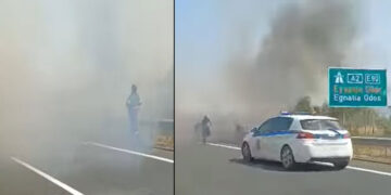 ΤΩΡΑ: Φωτιά στην Εγνατία οδό (ύψος Αλεξάνδρειας) από ξερά χόρτα – Πυκνοί καπνοί δυσκολεύουν την κυκλοφορία (video)