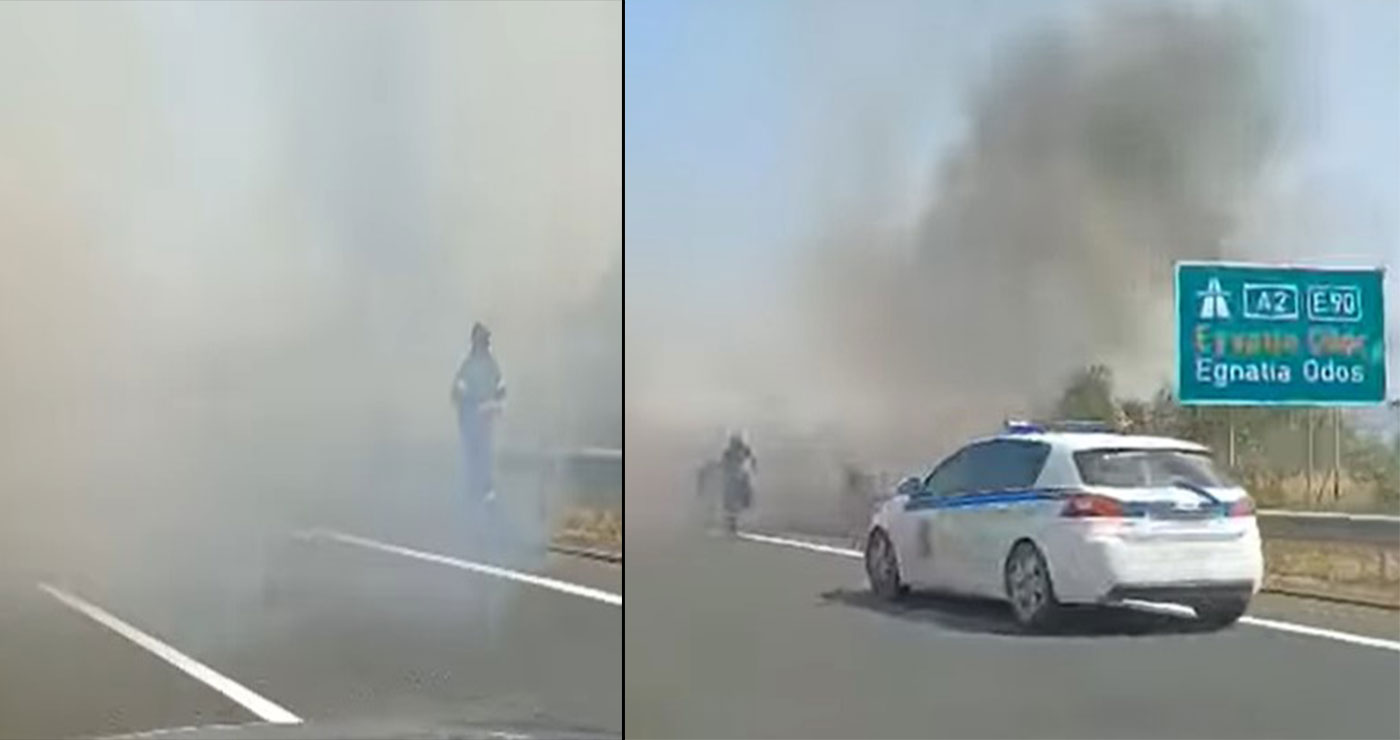 ΤΩΡΑ: Φωτιά στην Εγνατία οδό (ύψος Αλεξάνδρειας) από ξερά χόρτα – Πυκνοί καπνοί δυσκολεύουν την κυκλοφορία (video)