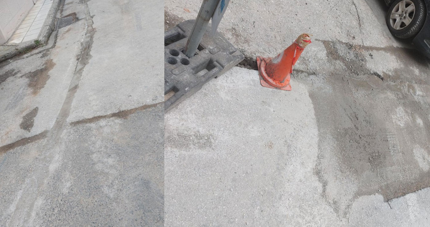 Διαμαρτυρία για την κατάσταση στο οδόστρωμα, σε σημεία που έγιναν έργα οπτικών ινών