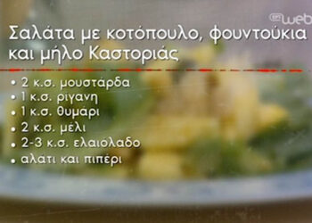 Συνταγές σε βίντεο: Σαλάτα με μήλο Καστοριάς, κοτόπουλο & φουντούκια