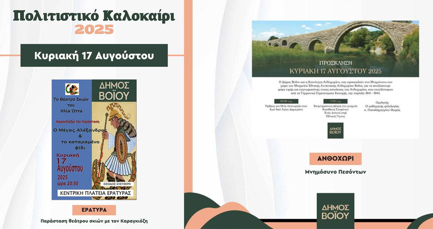 Βόιο: Θεατρική παράσταση Καραγκιόζη και μνημόσυνο πεσόντων σήμερα