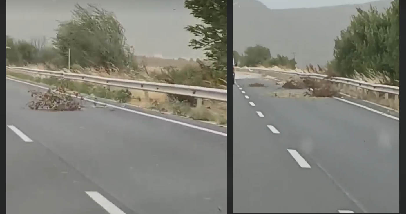 Αυξημένη προσοχή απαιτείται στο δρόμο Πτολεμαΐδας – Κοζάνης: Σπασμένα κλαδιά και αντικείμενα μετά τους θυελλώδεις ανέμους