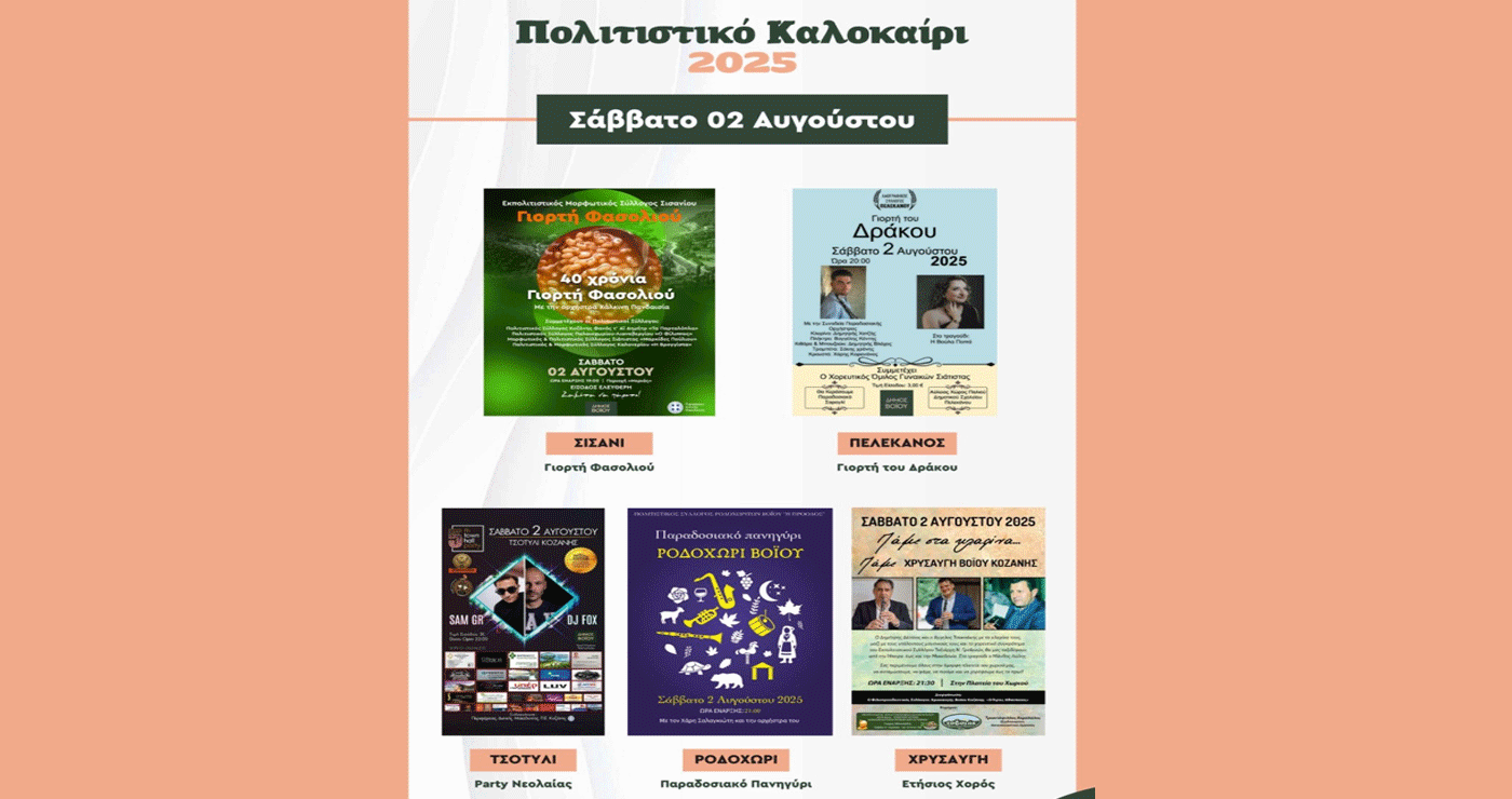 «40 Χρόνια Γιορτή Φασολιού» στο Σισάνι το Σάββατο 2/8 – Πρόγραμμα ημέρας για το Πολιτιστικό Καλοκαίρι Βοΐου