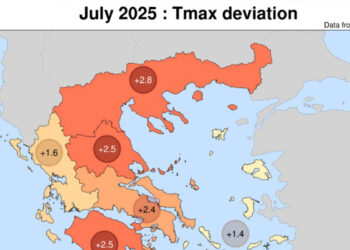 Meteo.gr: Ο θερμός Ιούλιος του 2025