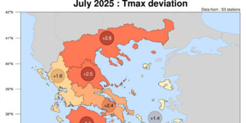 Meteo.gr: Ο θερμός Ιούλιος του 2025