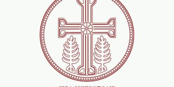 Το λογότυπο της Ιεράς Μητρόπολης Φλωρίνης, Πρεσπών και Εορδαίας με έναν σταυρό σε ένα διακοσμητικό κύκλο, σχετίζεται με την αγία παρασκευή Φλώρινας.