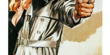 Ο Αλέν Ντελόν με πιστόλι στο χέρι και μια ξανθιά γυναίκα πίσω του, στην αφίσα της ταινίας «Δολοφόνος με Αγγελικό Πρόσωπο».