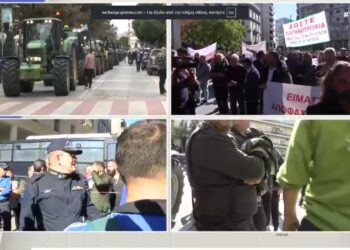 Στο υπουργείο Αγροτικής Ανάπτυξης οι αγρότες – Κλείδωσαν τις πόρτες με σχοινιά