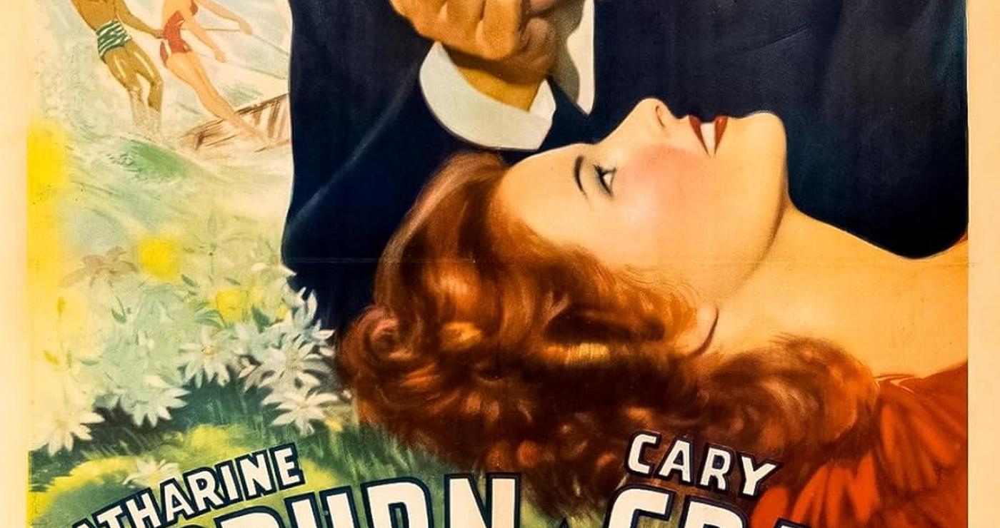 Αφίσα της ταινίας «Μαζί Σου Για Πάντα» με τους Κάρι Γκραντ και Κάθριν Χέπμπορν να κοιτάζουν τον θεατή, ενώ στο φόντο διακρίνεται μια οικογένεια, στο πλαίσιο της προβολής από τον Φιλοπρόοδο Σύλλογο Κοζάνης.