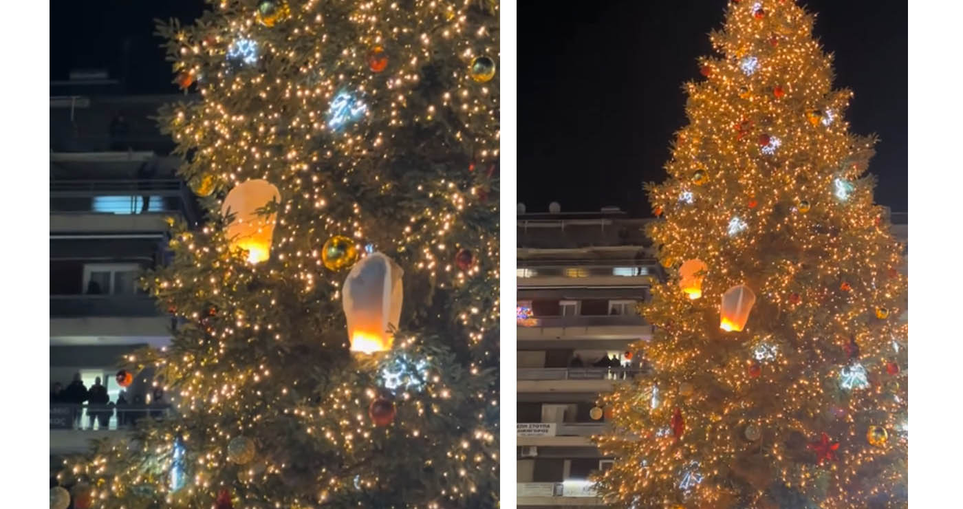Παραλίγο ατύχημα η φωταγώγηση του Χριστουγεννιάτικου Δέντρου στο Αγρίνιο (Βίντεο)