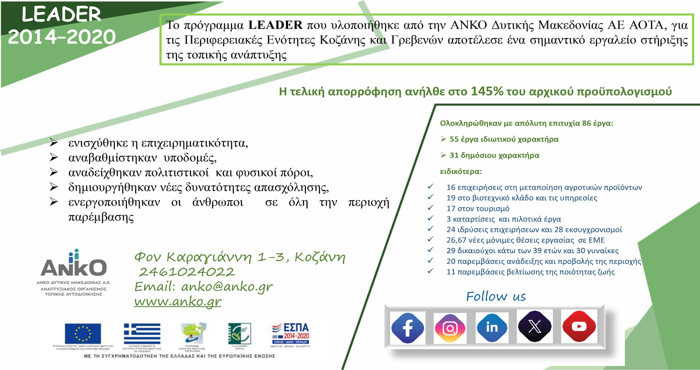 Πρόγραμμα Leader: Σημαντικό εργαλείο στήριξης της τοπικής ανάπτυξης