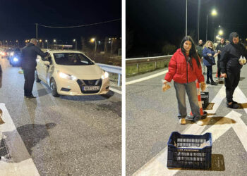 Αγρότες από το Βέρμιο και την Καστοριά μοίρασαν τα προϊόντα τους σε όσους πέρασαν από το μπλόκο στα διόδια Σιάτιστας (Βίντεο)