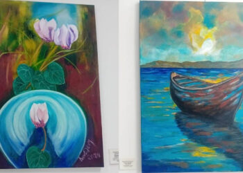 Έργα ζωγραφικής από το Εικαστικό Εργαστήρι στον χώρο του Μαγνήτη στο «Μαμάτσειο» Κοζάνης