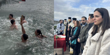 Η Όλγα Μαρκογιαννάκη και ο Περιφερειάρχης στον εορτασμό των Θεοφανείων στη λίμνη Πολυφύτου (Βίντεο + Φώτο)