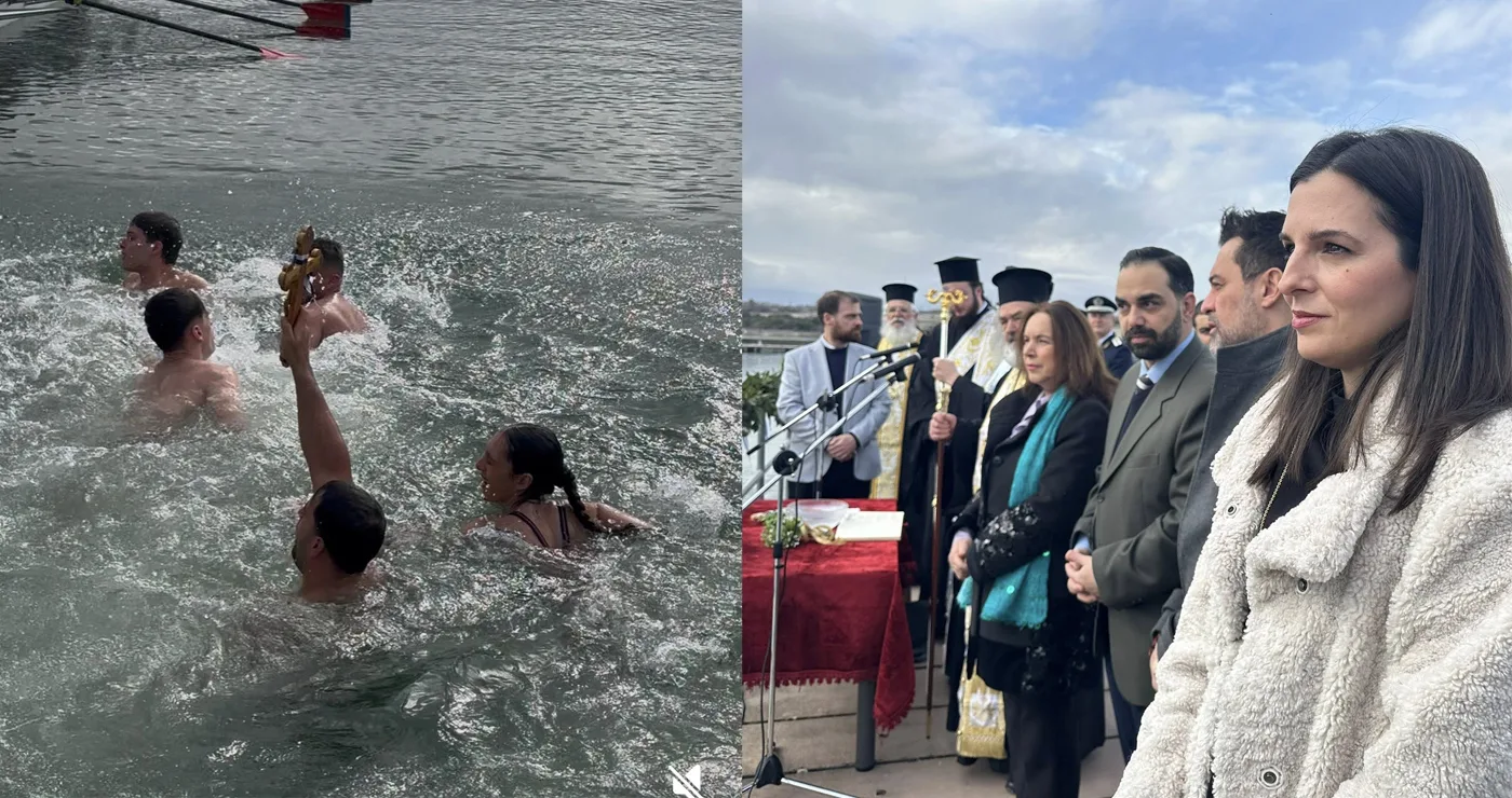 Η Όλγα Μαρκογιαννάκη και ο Περιφερειάρχης στον εορτασμό των Θεοφανείων στη λίμνη Πολυφύτου (Βίντεο + Φώτο)