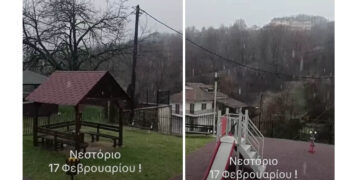 Χιονόπτωση και στο Νεστόριο Καστοριάς (Βίντεο)