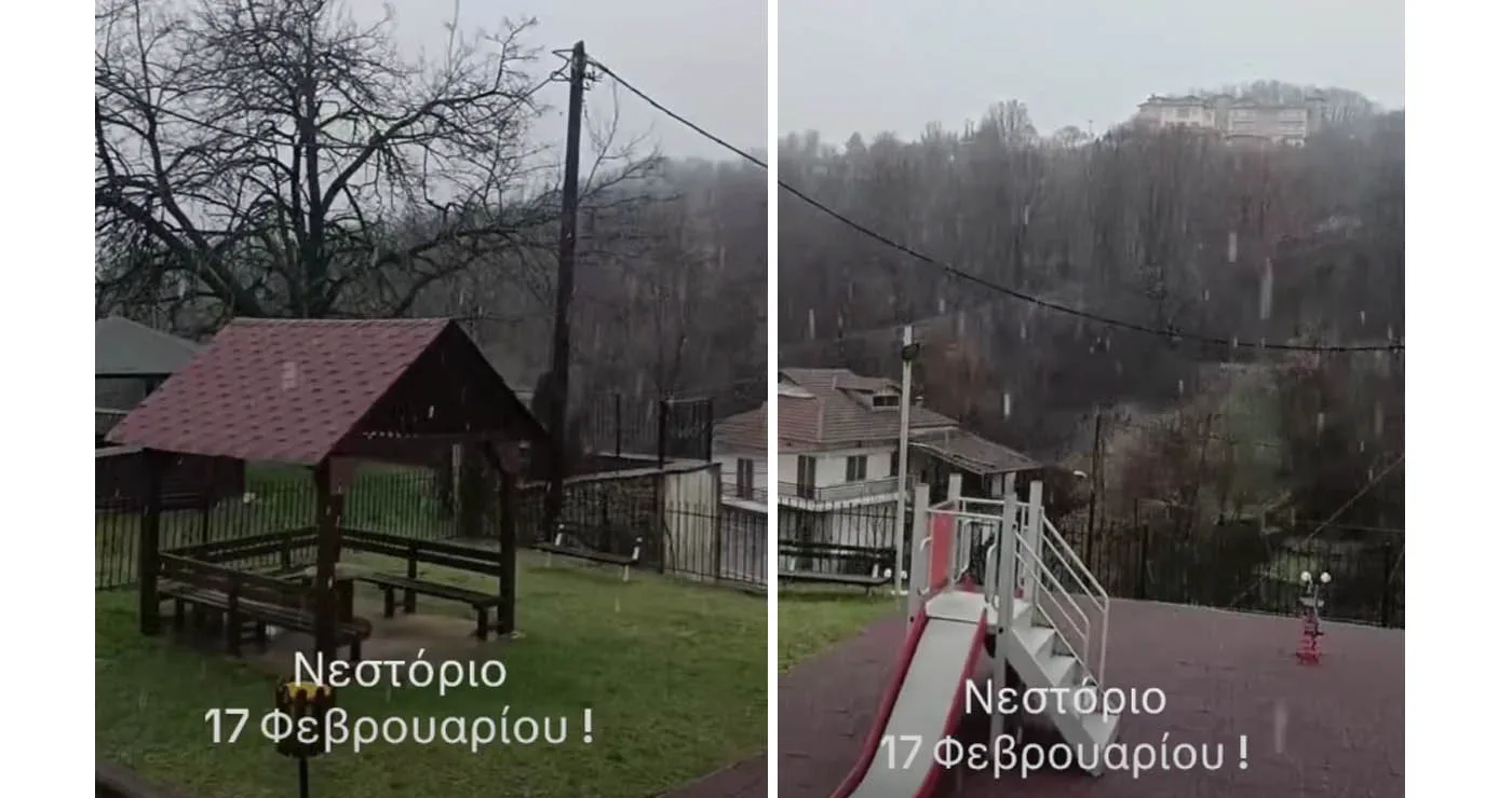 Χιονόπτωση και στο Νεστόριο Καστοριάς (Βίντεο)