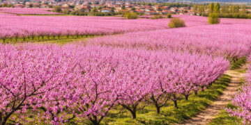 Κοζάνη: Ροζ «ντύθηκε» ο κάμπος του Βελβεντού – Ένα μοναδικό ανοιξιάτικο θέαμα