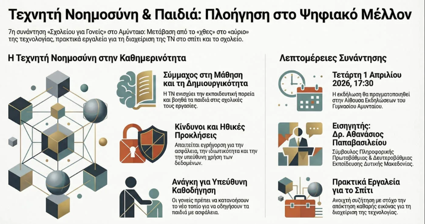 Αμύνταιο: Το Σχολείο για Γονείς ανοίγει τη συζήτηση για την Τεχνητή Νοημοσύνη και τα παιδιά