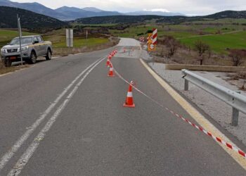 Καθίζηση οδοστρώματος στο 2ο χλμ. του οδικού δικτύου Τριγωνικό – Ρύμνιο