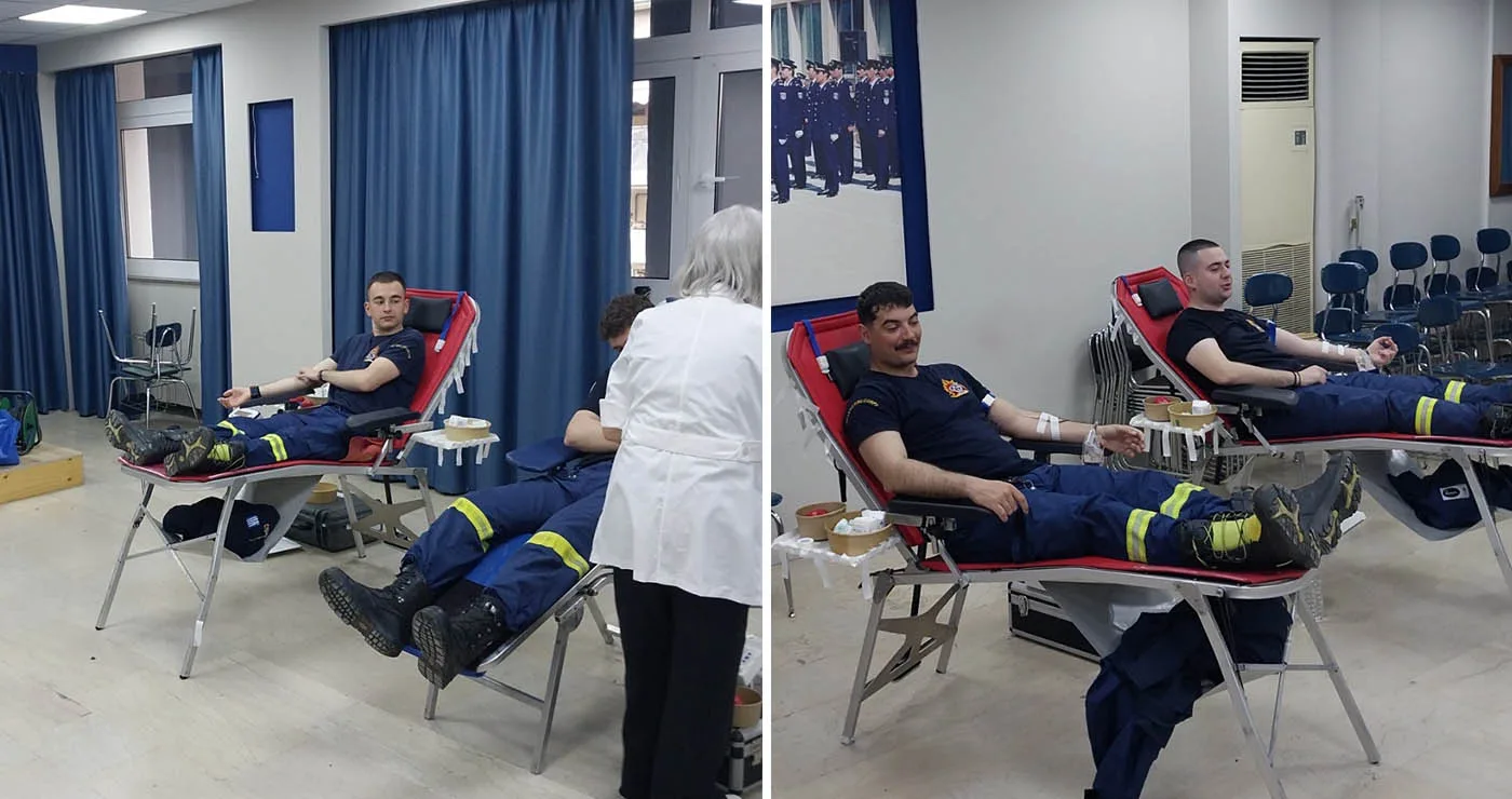 Συγκινητική προσφορά από την Πτολεμαΐδα: 47 μονάδες αίματος από σπουδαστές της Σχολής Πυροσβεστών