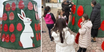 Πάσχα στον Περδίκκα: Στολίστηκε στην πλατεία το καλάθι με τα αυγά των μαθητών του δημοτικού