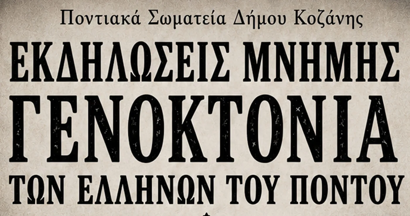 Κοζάνη: Εκδηλώσεις μνήμης για τη Γενοκτονία των Ελλήνων του Πόντου