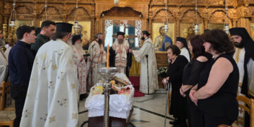 Ο Μητροπολίτης Φλωρίνης Ειρηναίος στην Εξόδιο Ακολουθία της Θεολόγου Βαΐας Ζανίδου