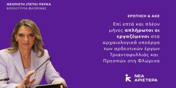 Πέρκα: Επτά μήνες απλήρωτοι οι εργαζόμενοι στα αρχαιολογικά έργα Τριανταφυλλιάς και Πρεσπών στη Φλώρινα –	Ερώτηση στη Βουλή