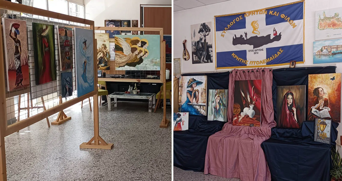 Όλα έτοιμα για τα εγκαίνια της έκθεσης ζωγραφικής των Κρητών Πτολεμαΐδας (Φωτογραφίας)
